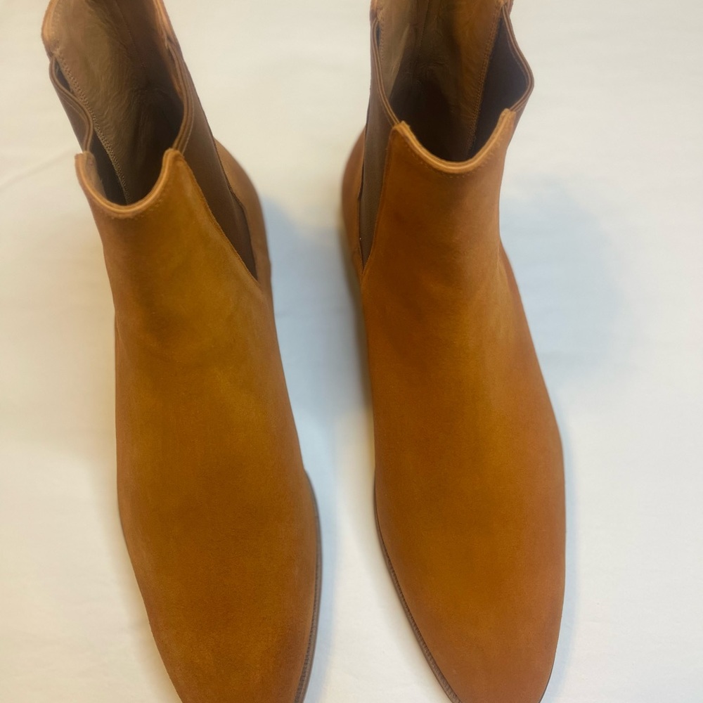 NWOT *STUNNING* Men’s Fugashin Handmade Cognac size 12 Suede Chelsea boots. - Picture 5 of 8
